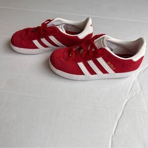 Adidas Kids Red and White Gazelle Sneakers